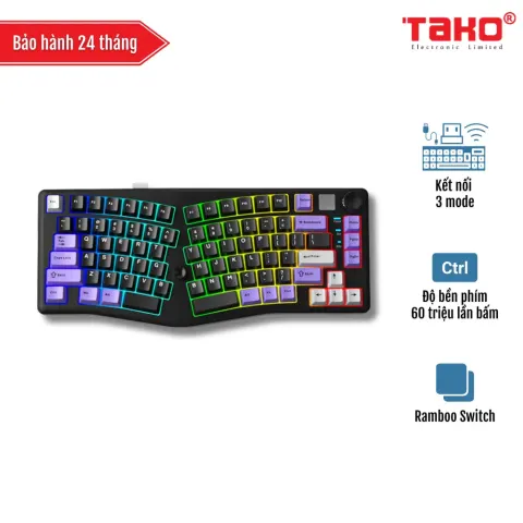 LEOBOG A75 (6867) BÀN PHÍM CƠ GAMING 3 MODE (Phiên bản tím+đen/Ramboo Switch)