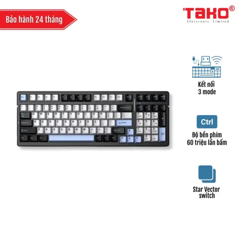 AULA F99 (0621) BÀN PHÍM CƠ GAMING 3 MODE (Phiên bản Đen + trắng + xanh dương/ Star Vector switch)