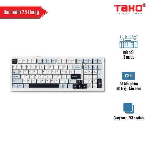AULA F99 (9784) BÀN PHÍM CƠ GAMING 3 MODE (Phiên bản Xanh dương + trắng + tím đậm/ Greywood V3 switch)