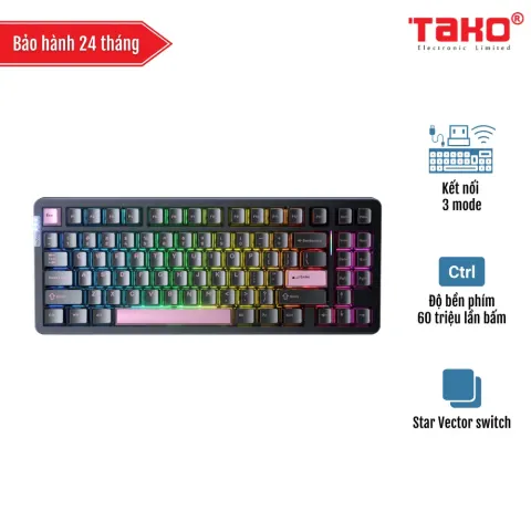 LEOBOG Hi86 (6867) BÀN PHÍM CƠ GAMING 3 MODE (Phiên bản Đen Hồng/ Star Vector switch)