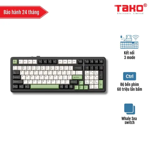 AULA F99 (C8060) BÀN PHÍM CƠ GAMING 3 MODE (Phiên bản đen + trắng + xanh lá/ Whale Sea switch)