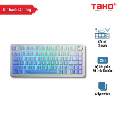 AULA F75/ F75 PRO (0645) BÀN PHÍM CƠ GAMING 3 MODE (Phiên bản Trắng + xanh dương gradient – Seiya/Star Vector switch)