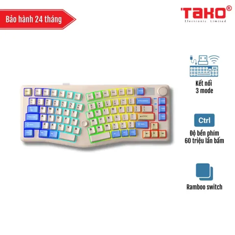 LEOBOG ALICE A75 (6249) BÀN PHÍM CƠ GAMING 3 MODE (Phiên bản xanh dương+be/Ramboo switch)