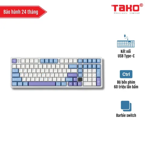 LEOBOG Hi98 (6393) BÀN PHÍM CƠ GAMING CÓ DÂY (Phiên bản Xanh+trắng+tím/ Barbie switch)
