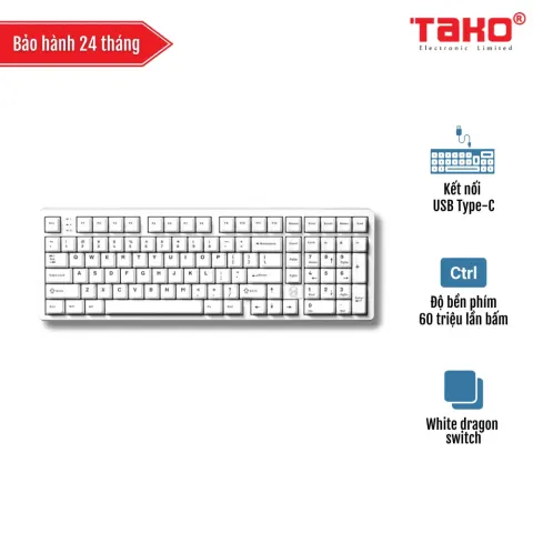 LEOBOG Hi98 (6492) BÀN PHÍM CƠ GAMING CÓ DÂY (Phiên bản màu trắng/White dragon switch)