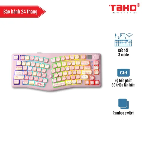 LEOBOG ALICE A75 (6263) BÀN PHÍM CƠ GAMING 3 MODE (Phiên bản Moon Cat hồng/ Ramboo switch)