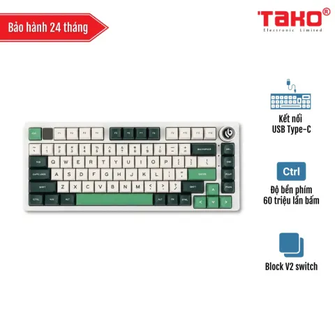 LEOBOG Hi75 (4962) BÀN PHÍM CƠ GAMING CÓ DÂY (Phiên bản Xanh lá đậm + trắng + xanh lá/ Misty green/ Block V2 switch)