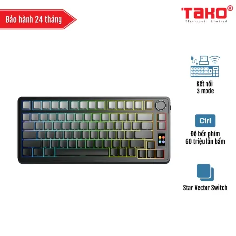 AULA S75 PRO (2155) BÀN PHÍM CƠ GAMING 3 MODE (Phiên bản màu Xám đen gradient/ Star Vector switch)