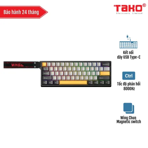 AULA WIN60HE MAX (C5410) BÀN PHÍM CƠ GAMING CÓ DÂY (Phiên bản Đen + xám + vàng/ Wing Chun Magnetic switch – Rapid trigger)