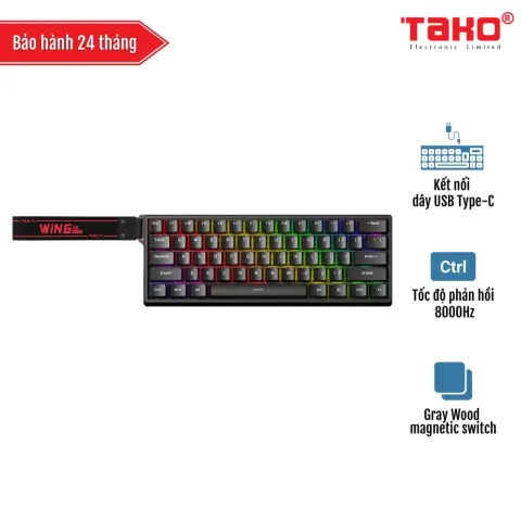 AULA WIN60HE (4029) BÀN PHÍM CƠ GAMING CÓ DÂY (Phiên bản Đen/ Gray Wood magnetic switch – Rapid trigger)