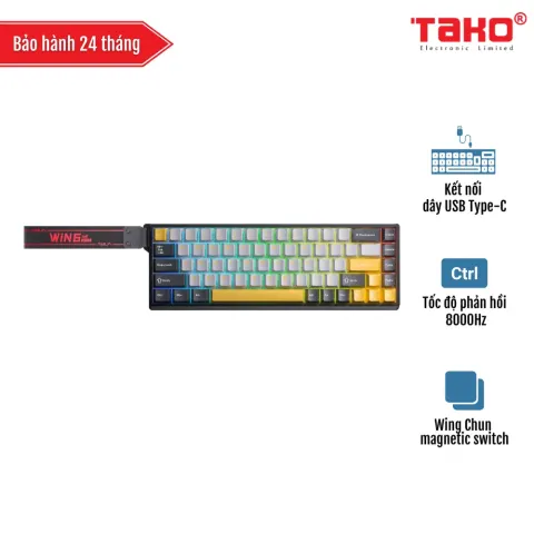 AULA WIN68HE MAX (4098) BÀN PHÍM CƠ GAMING CÓ DÂY (Phiên bản Đen + xám + vàng/ Wing Chun magnetic switch – Rapid trigger)