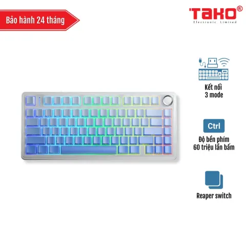 AULA F75/ F75 PRO (6920) BÀN PHÍM CƠ GAMING 3 MODE (Phiên bản Trắng + xanh dương gradient/ Reaper switch)