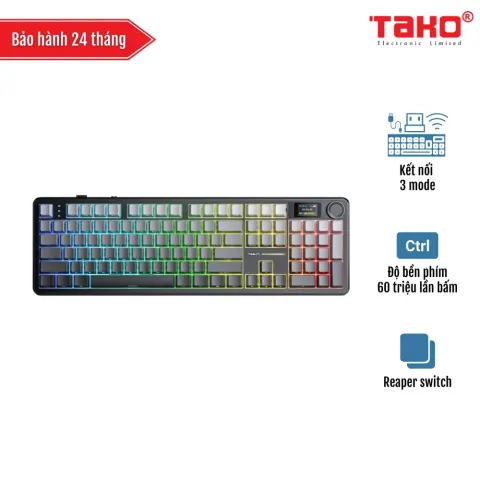 AULA F108 PRO (1288) BÀN PHÍM CƠ GAMING 3 MODE (Phiên bản Xám + đen gradient/ Nimbus V3 switch)