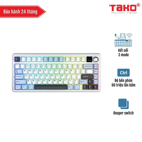 AULA F75 MAX (1158) BÀN PHÍM CƠ GAMING 3 MODE (Phiên bản Xanh + trắng + tím đậm/ Reaper switch)