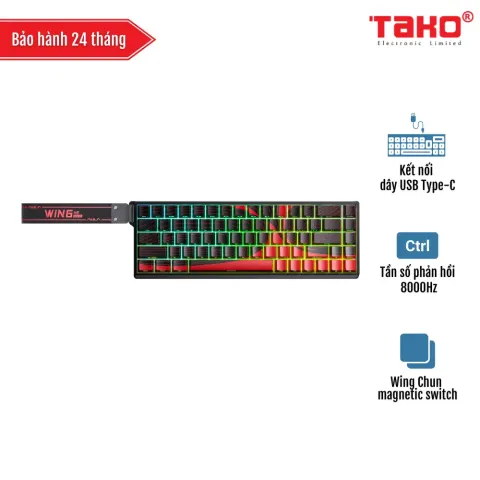 AULA WIN68HE MAX (4074) BÀN PHÍM CƠ GAMING CÓ DÂY (Phiên bản Đen + đỏ/ Wing Chun magnetic switch – Rapid trigger)