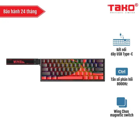 AULA WIN60HE MAX (4050) BÀN PHÍM CƠ GAMING CÓ DÂY (Phiên bản Đen + đỏ/ Wing Chun Magnetic switch – Rapid trigger)