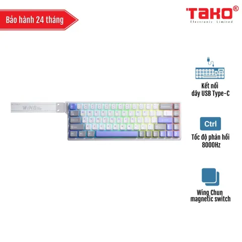 AULA WIN68HE MAX (4081) BÀN PHÍM CƠ GAMING CÓ DÂY (Phiên bản Xám + trắng + xanh dương/ Wing Chun magnetic switch – Rapid trigger)