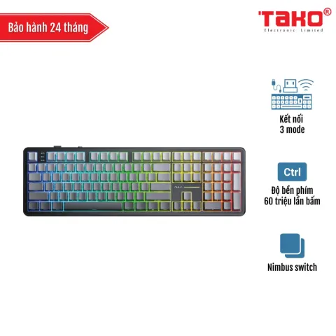 AULA F108 (1264) BÀN PHÍM CƠ GAMING 3 MODE (Phiên bản Xám + đen gradient/ Nimbus V3 switch)