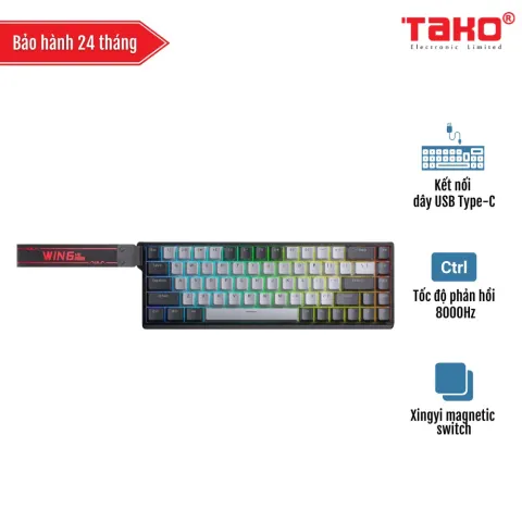 AULA WIN68HE PRO (4128) BÀN PHÍM CƠ GAMING CÓ DÂY (Phiên bản Xám đậm + Xám nhạt/ Xingyi magnetic switch – Rapid trigger)