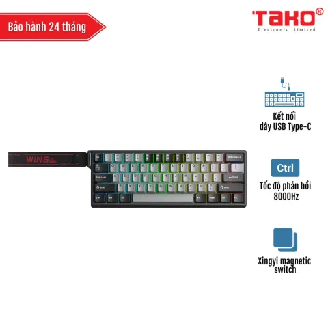 AULA WIN60HE PRO (4111) BÀN PHÍM CƠ GAMING CÓ DÂY (Phiên bản Xám đậm + Xám nhạt/ Xingyi magnetic switch – Rapid trigger)
