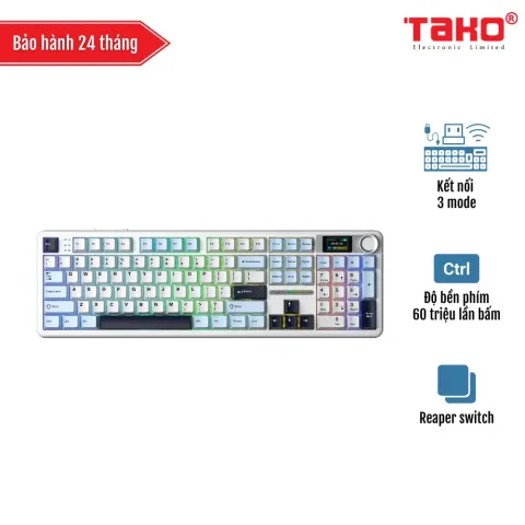 AULA F108 PRO (1318) BÀN PHÍM CƠ GAMING 3 MODE (Phiên bản Xanh dương + trắng + tím đậm/ Reaper switch)