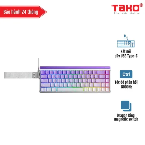AULA HERO68HE (4197) BÀN PHÍM CƠ GAMING CÓ DÂY (Phiên bản Tím trắng gradient contour/ Dragon King magnetic switch – Rapid trigger)