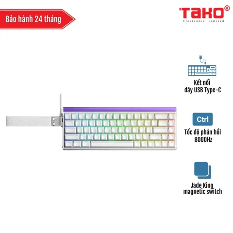 AULA HERO68HE (4142) BÀN PHÍM CƠ GAMING CÓ DÂY (Phiên bản màu Trắng Lighthouse/ Jade King magnetic switch – Rapid trigger)