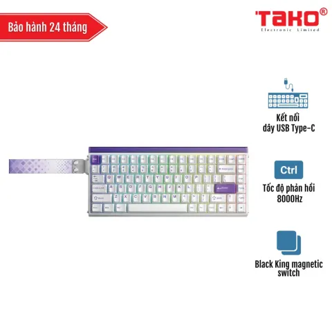 AULA HERO84HE (4302) BÀN PHÍM CƠ GAMING CÓ DÂY (Phiên bản Tím + trắng/ Black King magnetic switch – Rapid trigger)