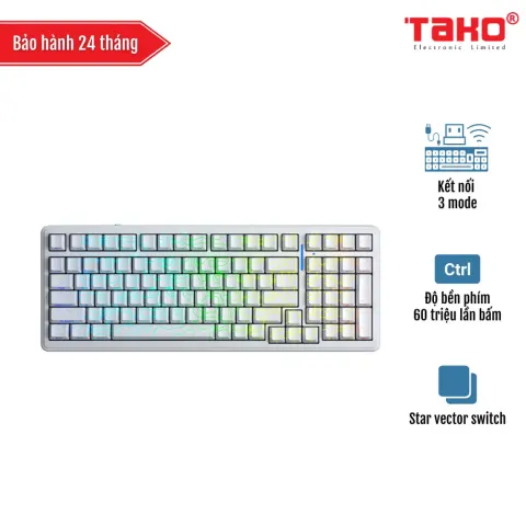 AULA F99 (1516) BÀN PHÍM CƠ GAMING 3 MODE (Phiên bản Trắng contour/ Star Vector switch)