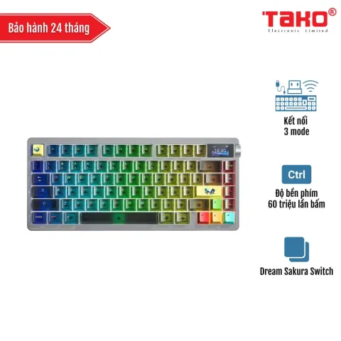 AULA NOVA75 (3527) BÀN PHÍM CƠ GAMING 3 MODE (Phiên bản màu Đen/ Dream Sakura Switch)