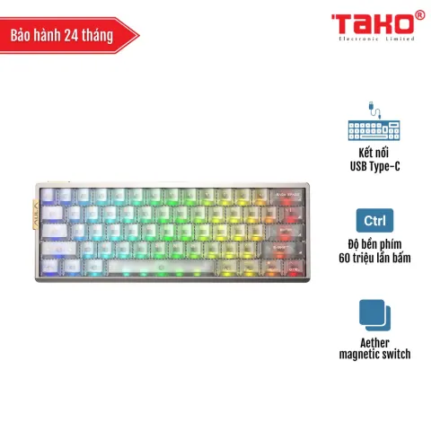 AULA AG60 PRO (4494) BÀN PHÍM CƠ GAMING CÓ DÂY (Phiên bản màu Bạc/ Aether magnetic switch – Rapid trigger)