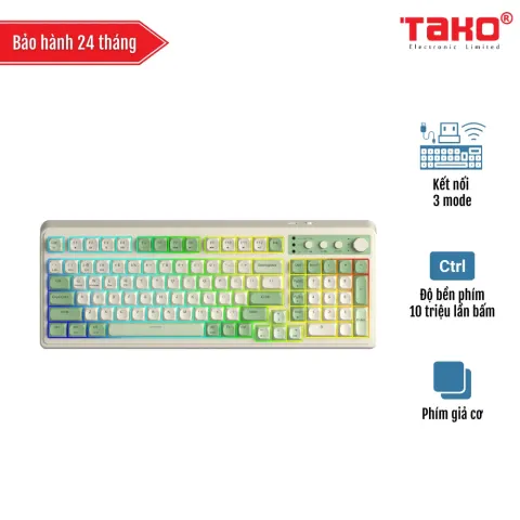 AULA S99 (6944) BÀN PHÍM GIẢ CƠ GAMING 3 MODE (Phiên bản Xanh lá + Be)