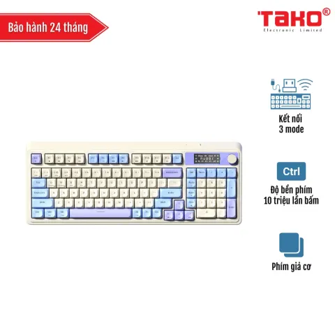 AULA S99 PRO (6951) BÀN PHÍM GIẢ CƠ GAMING 3 MODE (Phiên bản Xanh dương + Be + Tím)