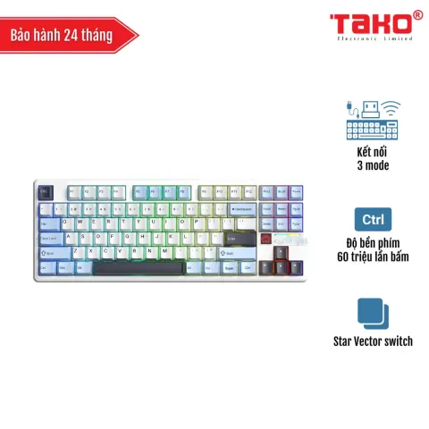 AULA F87 PRO V2 (2612) BÀN PHÍM CƠ GAMING 3 MODE (Phiên bản Xanh dương + trắng + tím đậm/ Star Vector switch)