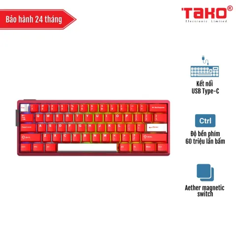 AULA AG60 PRO (4500) BÀN PHÍM CƠ GAMING CÓ DÂY (Phiên bản màu Đỏ/ Aether magnetic switch – Rapid trigger)
