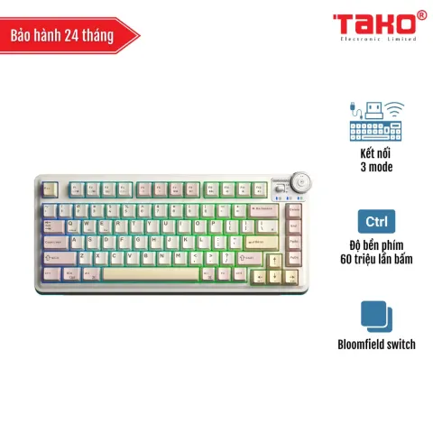 AULA AU75 (3374) BÀN PHÍM CƠ GAMING 3 MODE (Phiên bản màu Hồng + be + vàng/ Bloomfield switch)