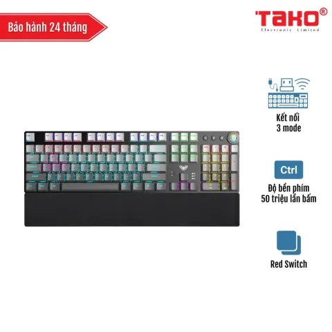 AULA F2088AIR (3909) BÀN PHÍM CƠ GAMING 3 MODE (Phiên bản màu Xám+đen gradient/ Red Switch)