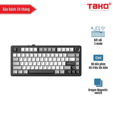 AULA F75HE (6993) BÀN PHÍM CƠ GAMING 3 MODE (Phiên bản màu Xám + Trắng + Đen/ Dragon Magnetic switch – Rapid trigger)