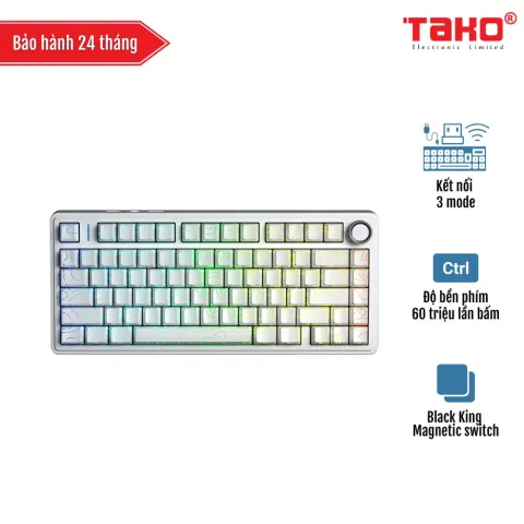 AULA F75HE (6986) BÀN PHÍM CƠ GAMING 3 MODE (Phiên bản màu Trắng contour/ Black King Magnetic switch – Rapid trigger)