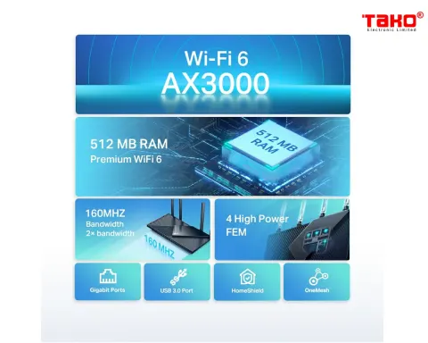 Archer AX55 Router Wi-Fi 6 Gigabit Băng Tần Kép AX3000 3