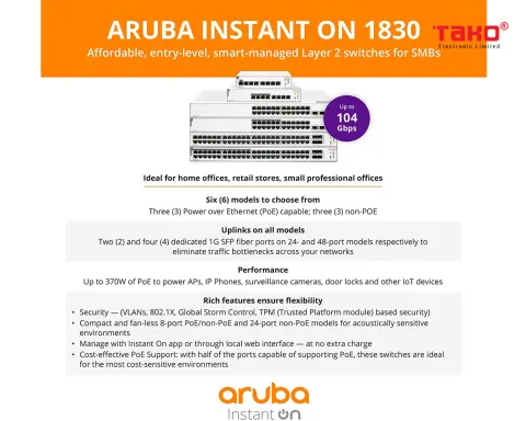 Aruba Instant On 1830 8-Port Gb Smart Switch | Fanless | US Cord (JL810A#ABA) 6