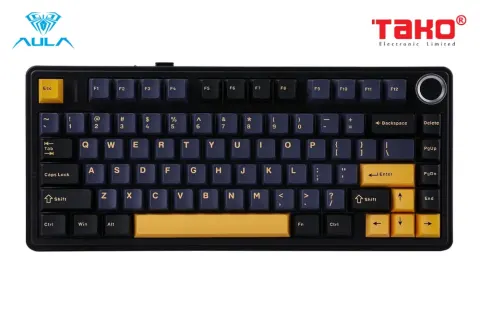 AULA F75 BÀN PHÍM CƠ GAMING 3 MODE (Đen + Xanh đậm + Cam/ Grey Wood V3 Switch) 4
