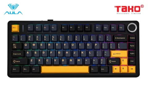 AULA F75 BÀN PHÍM CƠ GAMING 3 MODE (Đen + Xanh đậm + Cam/ Grey Wood V3 Switch) 5