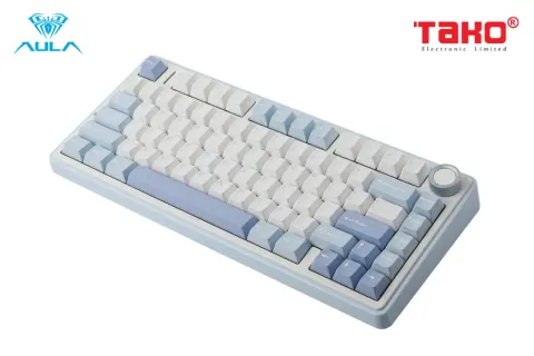 AULA F75 BÀN PHÍM CƠ GAMING 3 MODE (Phiên bản Xanh nhạt + Trắng + Xanh đậm/ Grey Wood V3 Switch) 4