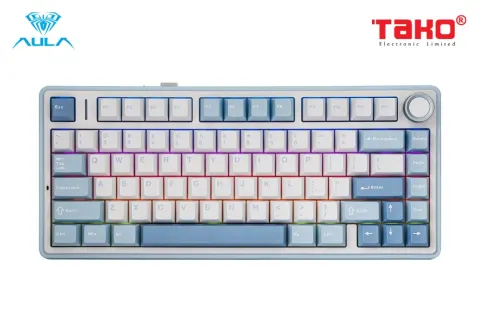 AULA F75 BÀN PHÍM CƠ GAMING 3 MODE (Phiên bản Xanh nhạt + Trắng + Xanh đậm/ Grey Wood V3 Switch) 5