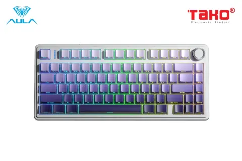 AULA F75 PRO BÀN PHÍM CƠ GAMING 3 MODE (Phiên bản trắng + tím gradient/ Seiya switch) 2