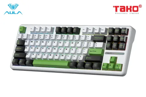 AULA F87 BÀN PHÍM CƠ GAMING 3 MODE (Phiên bản đen + trắng + xanh lá/ Grey Wood V3 Switch) 3