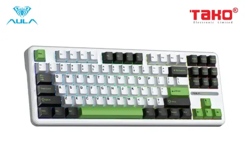 AULA F87 BÀN PHÍM CƠ GAMING 3 MODE (Phiên bản đen + trắng + xanh lá/ Grey Wood V3 Switch) 4