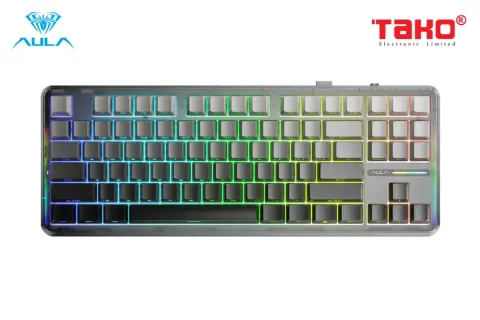 AULA F87 PRO BÀN PHÍM CƠ GAMING 3 MODE (Phiên bản Đen ombre/ Grey wood V4 switch) 2