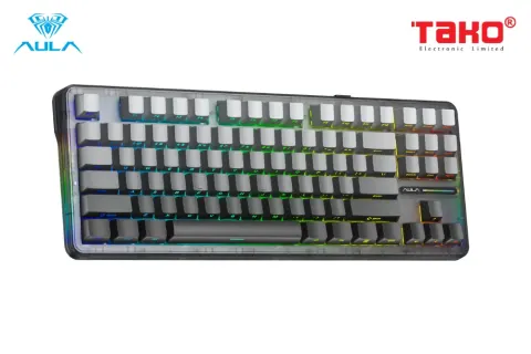 AULA F87 PRO BÀN PHÍM CƠ GAMING 3 MODE (Phiên bản Đen ombre/ Grey wood V4 switch) 4